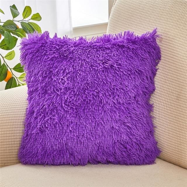 soft fur plush home decor cushion cover 45x45cm / china / purple
