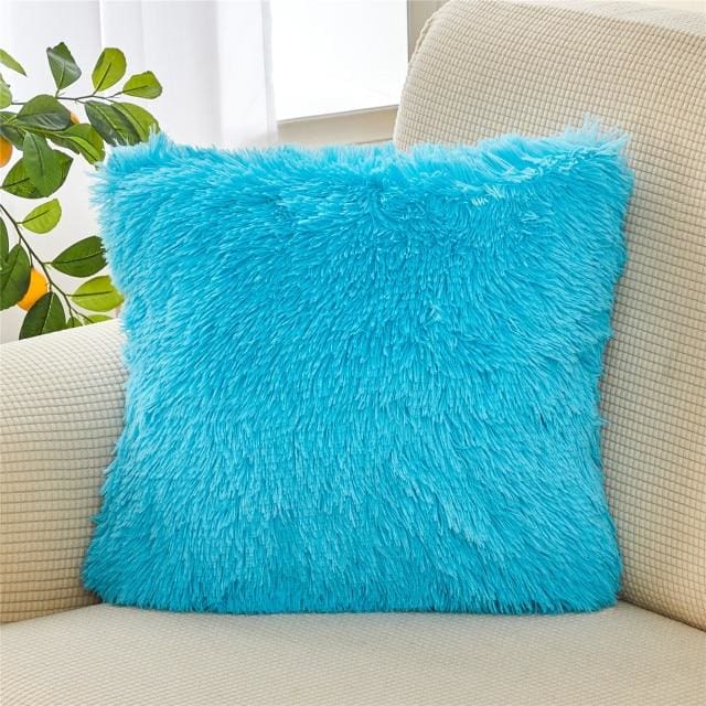 soft fur plush home decor cushion cover 45x45cm / china / sky blue