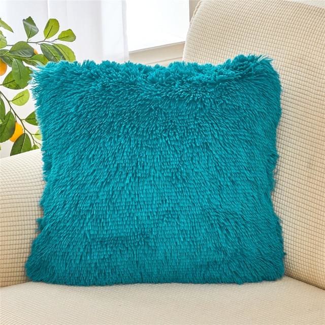 soft fur plush home decor cushion cover 45x45cm / china / teal