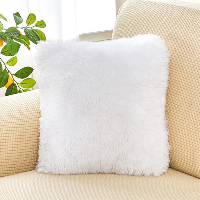 soft fur plush home decor cushion cover 45x45cm / china / white