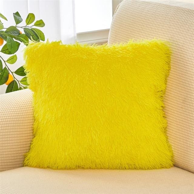 soft fur plush home decor cushion cover 45x45cm / china / yellow