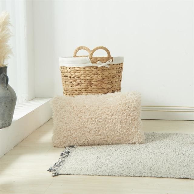 soft fur solid color cushion cover 30x50cm / cream a