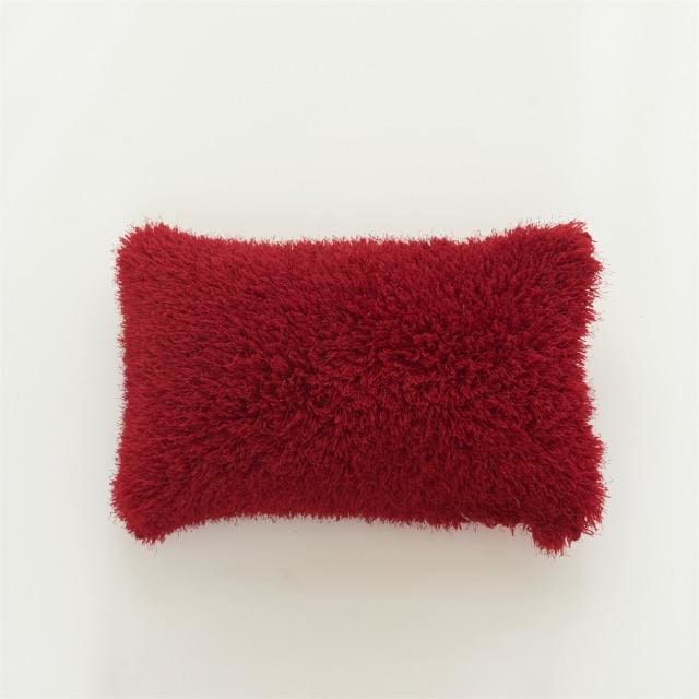 soft fur solid color cushion cover 30x50cm / red a