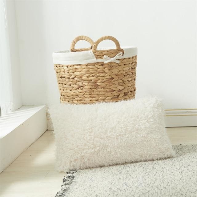 soft fur solid color cushion cover 30x50cm / white a