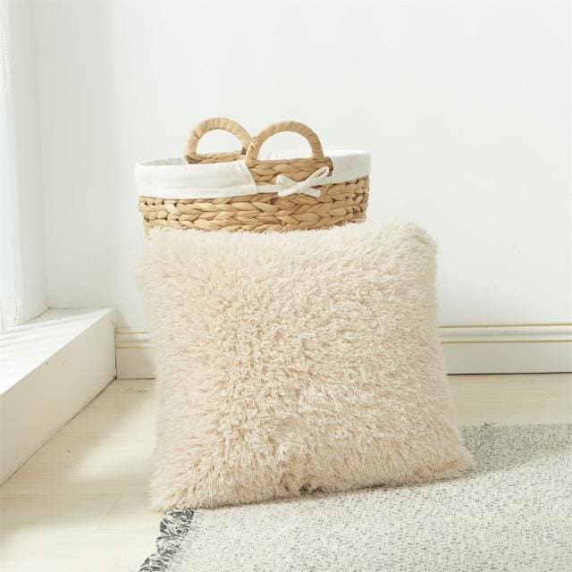 soft fur solid color cushion cover 45x45cm / cream