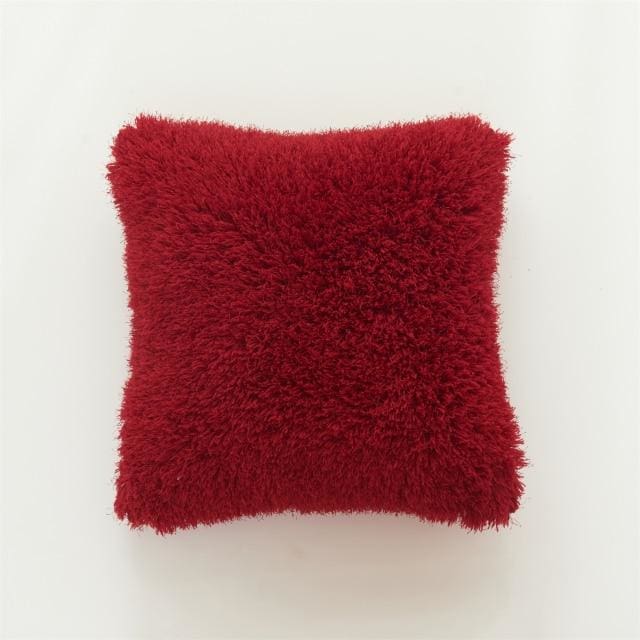 soft fur solid color cushion cover 45x45cm / red