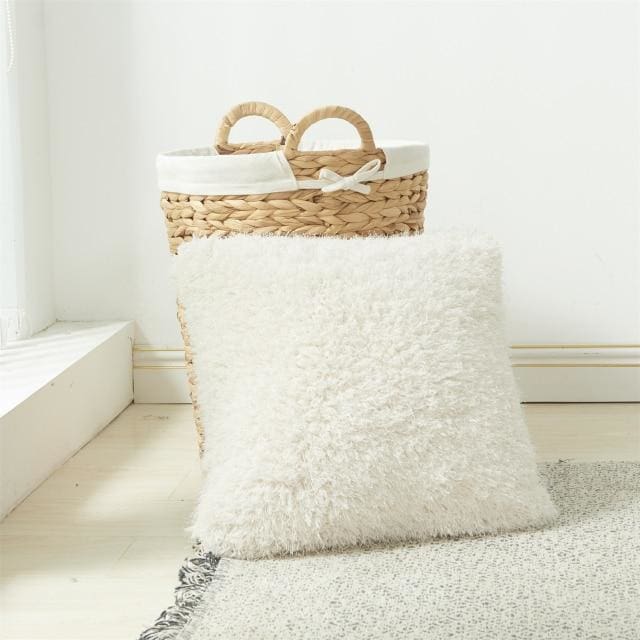 soft fur solid color cushion cover 45x45cm / white