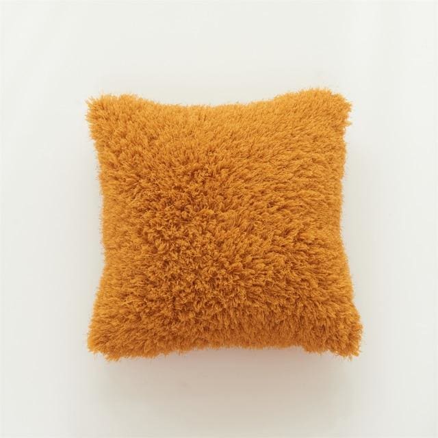 soft fur solid color cushion cover 45x45cm / yellow