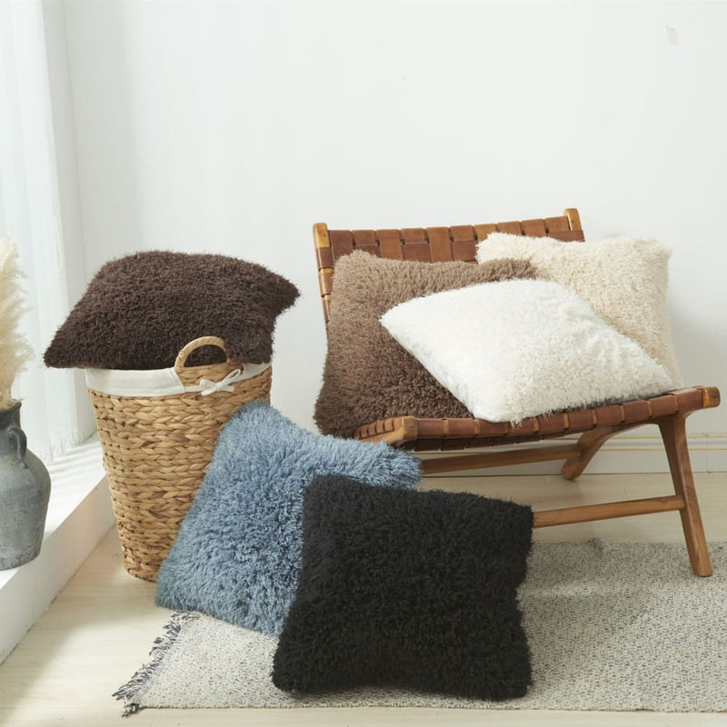 soft fur solid color cushion cover