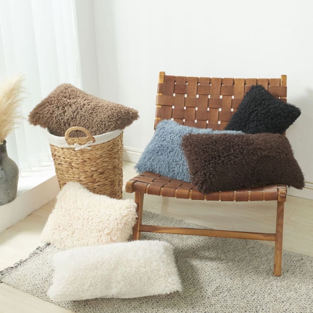 soft fur solid color cushion cover