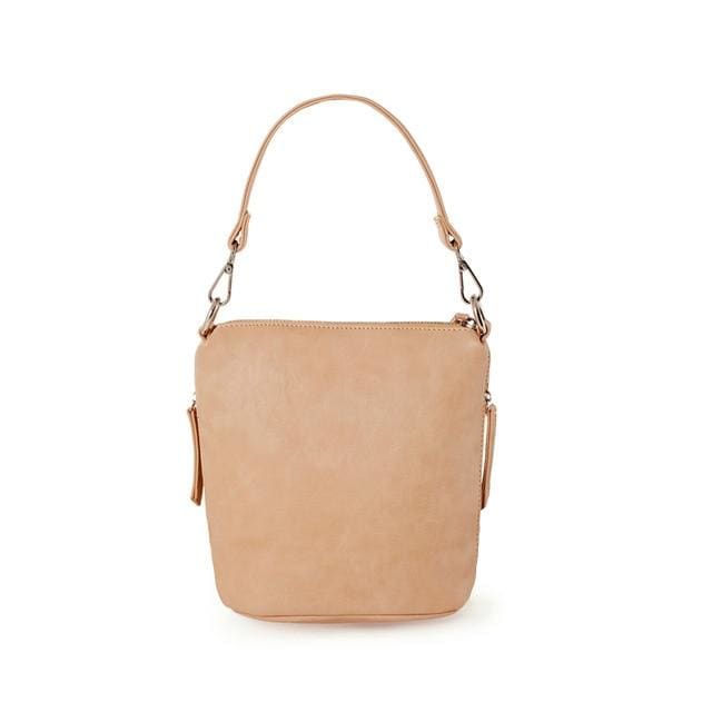 soft pu leather women shoulder bag with zipper beige / mini(max length<20cm)