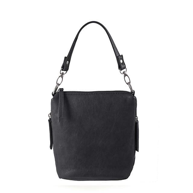 soft pu leather women shoulder bag with zipper black / mini(max length<20cm)
