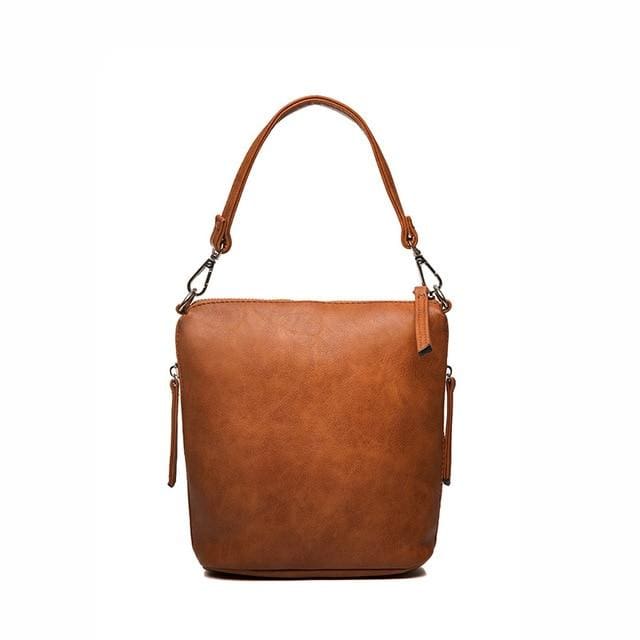 soft pu leather women shoulder bag with zipper brown / mini(max length<20cm)