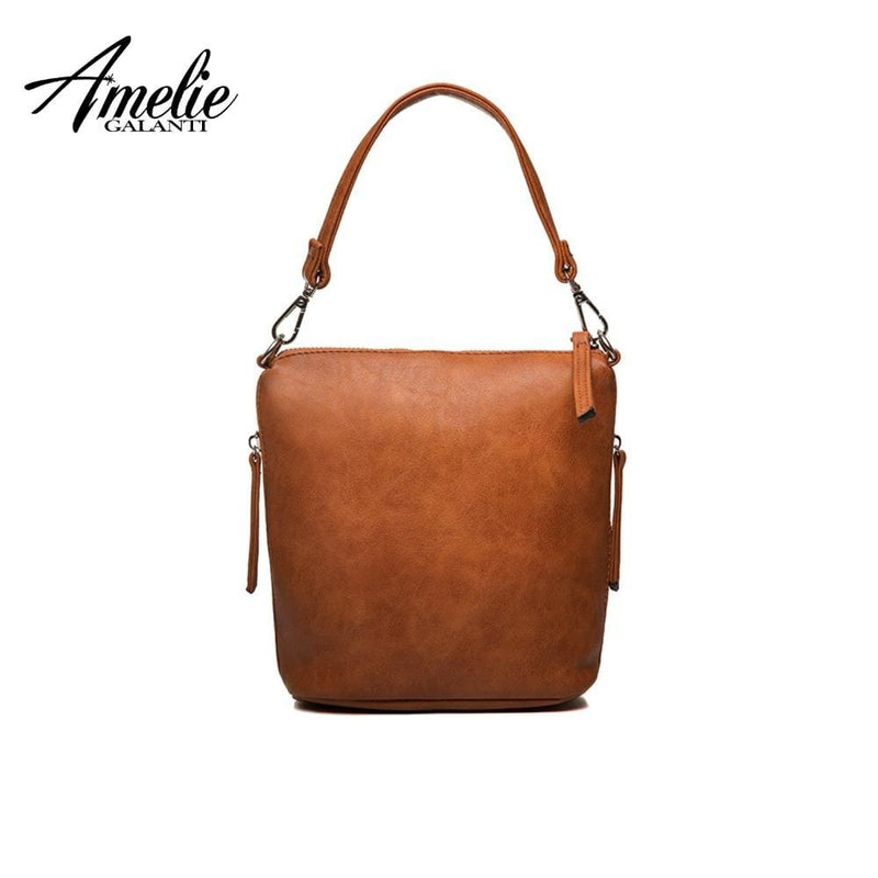 soft pu leather women shoulder bag with zipper