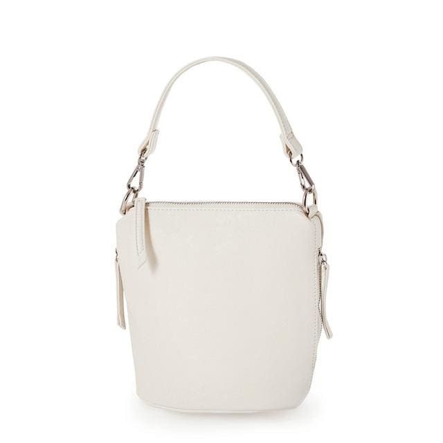 soft pu leather women shoulder bag with zipper cream / mini(max length<20cm)