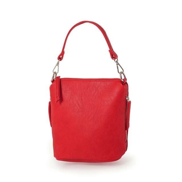 soft pu leather women shoulder bag with zipper red / mini(max length<20cm)