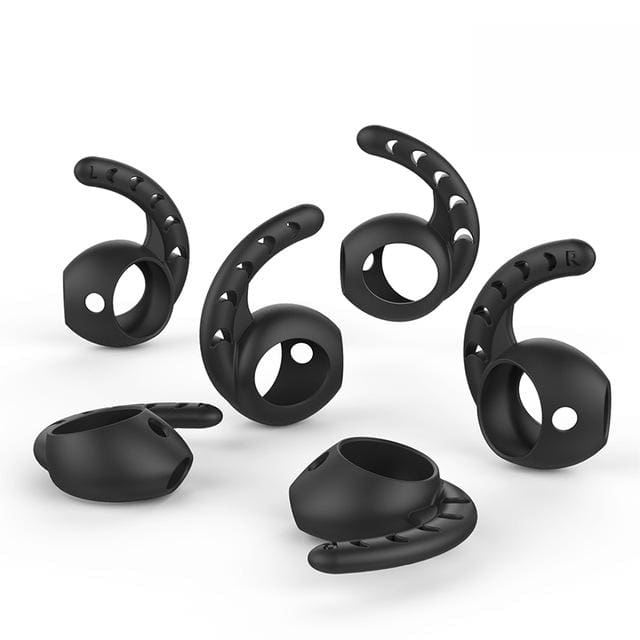 soft silicone anti-slip ear cover hook bluetooth earbuds 3 pairs black