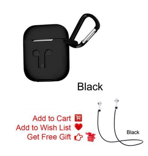 soft silicone anti-slip ear cover hook bluetooth earbuds case cover black
