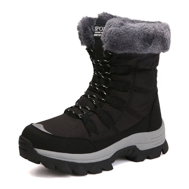 Soft Suede Leather Fleece Warm Wool Women Winter Boots Black Grey / 40 WOMEN BOOTS