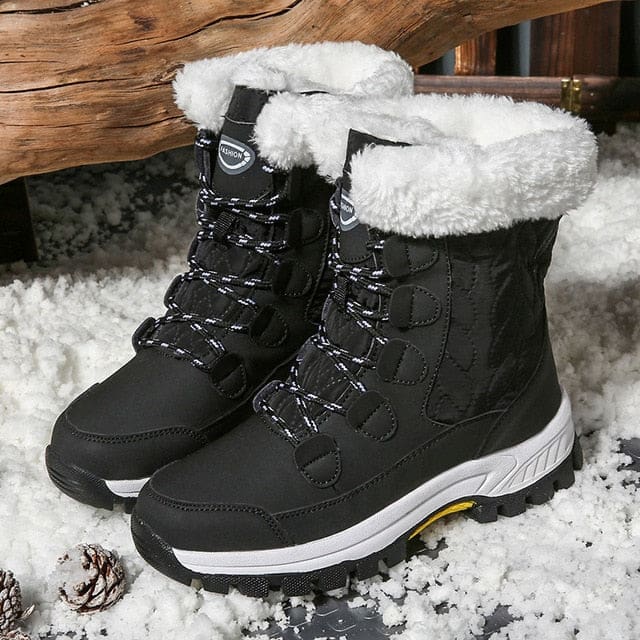 Soft Suede Leather Fleece Warm Wool Women Winter Boots Grey Black / 41 WOMEN BOOTS