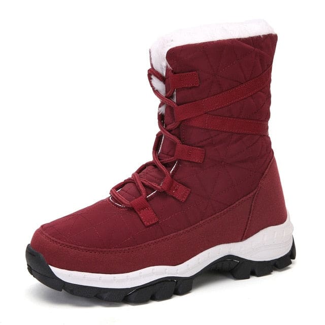 Soft Suede Leather Fleece Warm Wool Women Winter Boots Red Grey / 38 WOMEN BOOTS