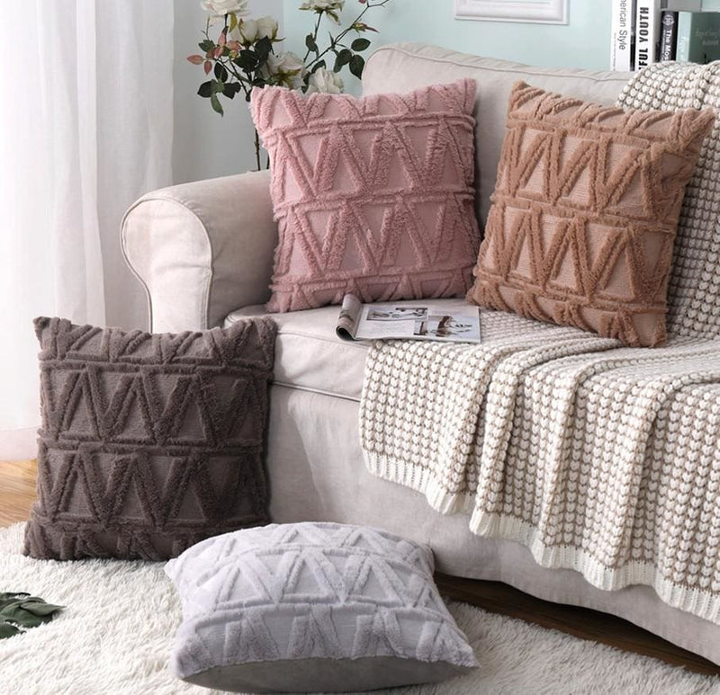 solid color geometric decorative cushion covers