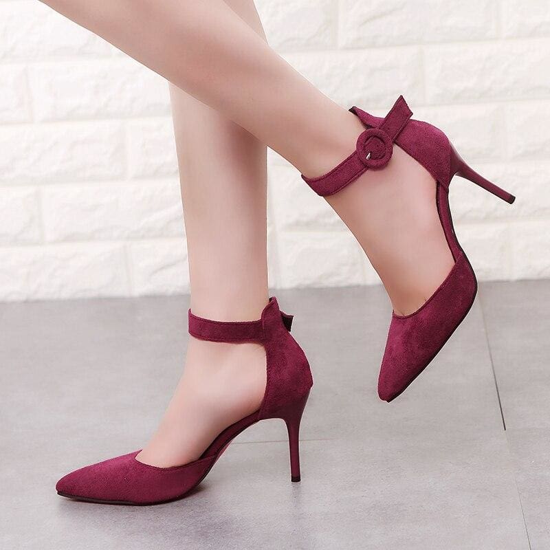 solid flock shallow pointed toe office shoes