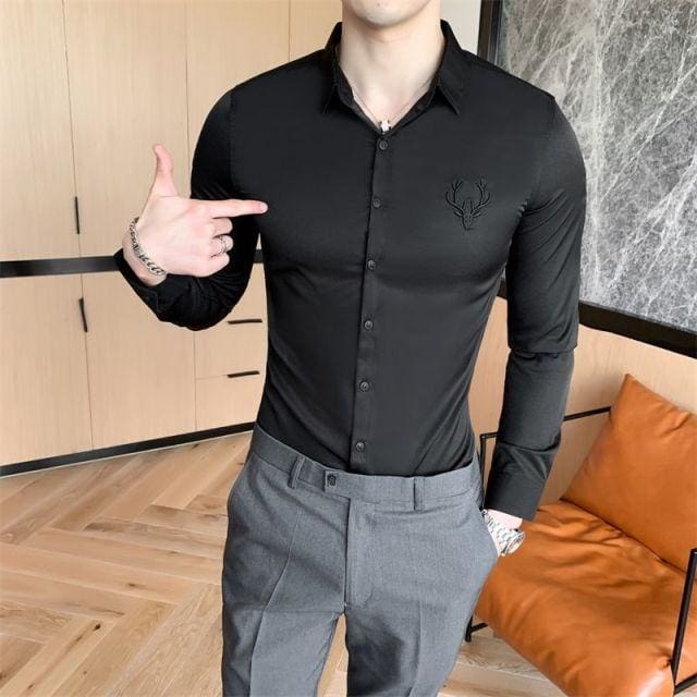 solid formal mens casual shirt slim fit