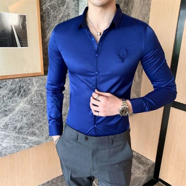 solid formal mens casual shirt slim fit