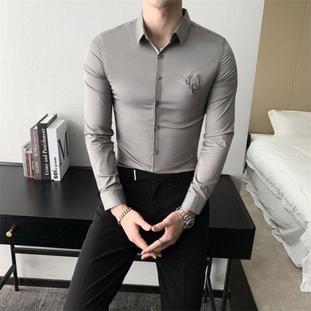 solid formal mens casual shirt slim fit