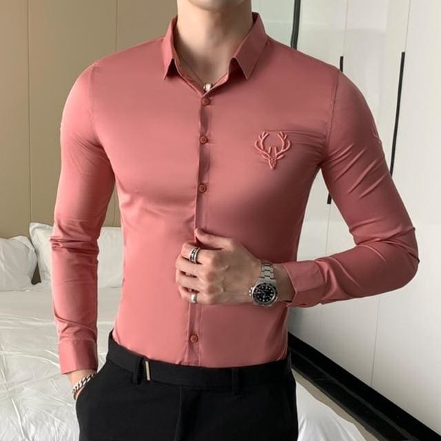 solid formal mens casual shirt slim fit