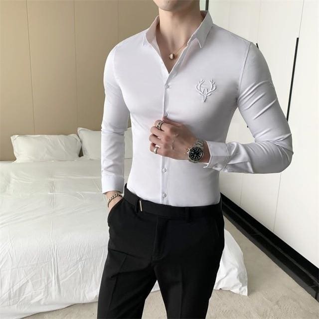 solid formal mens casual shirt slim fit