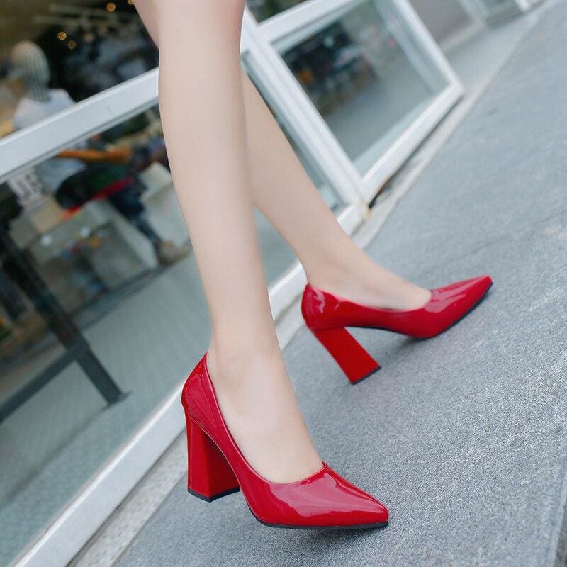 square heel pointed toe women fashion high heels