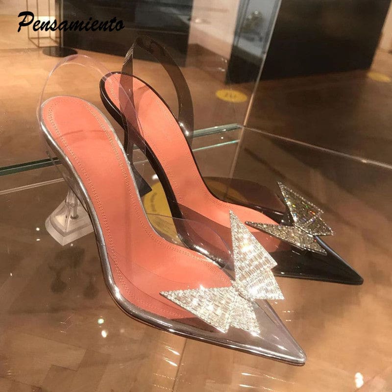 star style crystal butterfly transparent women high heels