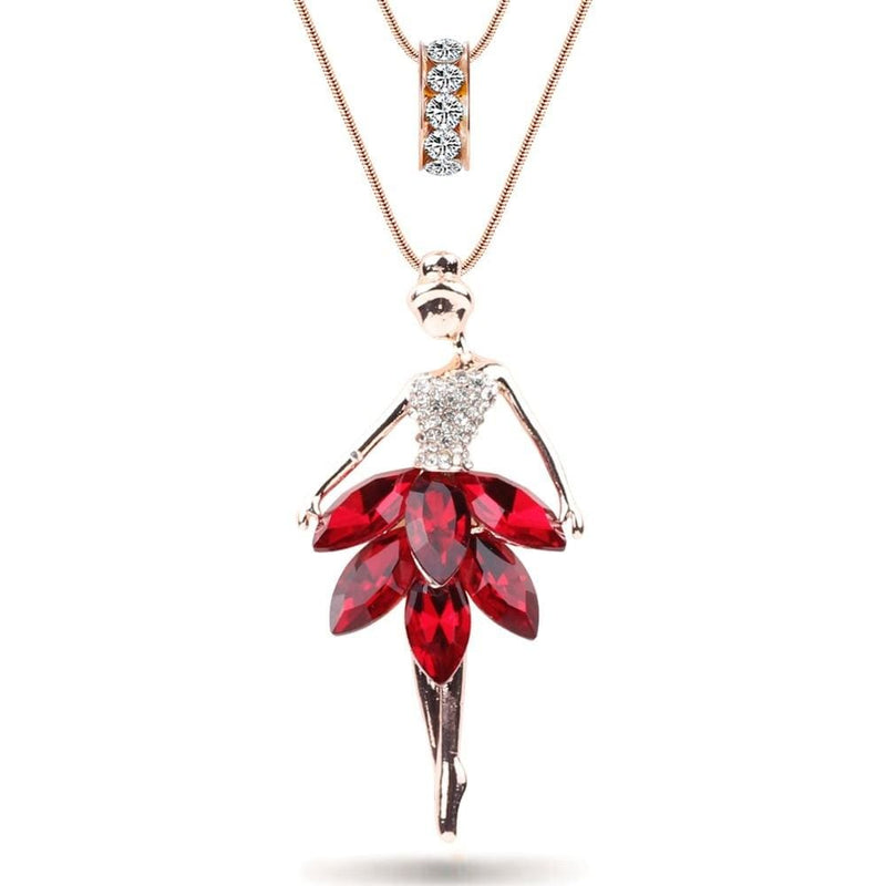 statement maxi alloy enamel dance ballet girl fairy angel necklace