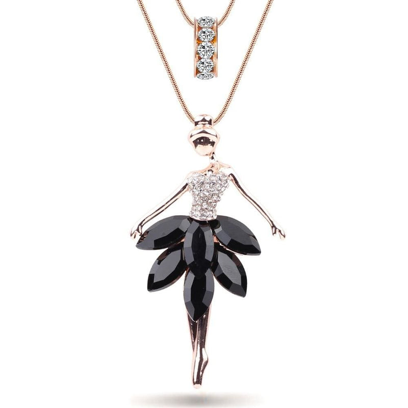 statement maxi alloy enamel dance ballet girl fairy angel necklace