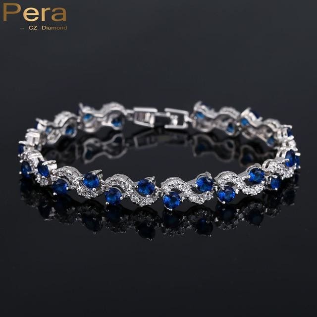 sterling silver cubic zirconia royal stone bracelet royal blue