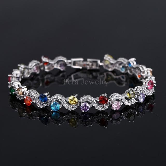 sterling silver cubic zirconia royal stone bracelet colorful