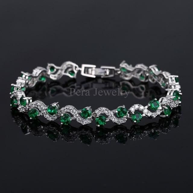 sterling silver cubic zirconia royal stone bracelet emerald green