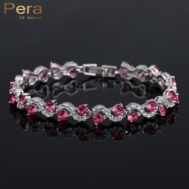 sterling silver cubic zirconia royal stone bracelet ruby red