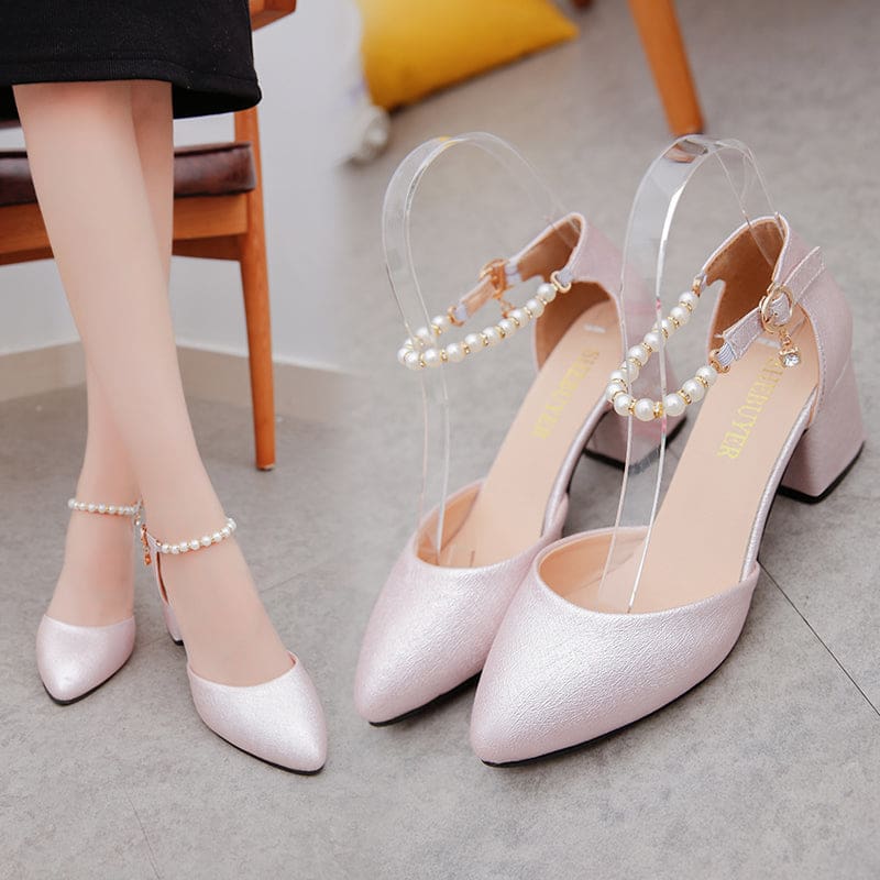 string bead pointed toe women dress shoes