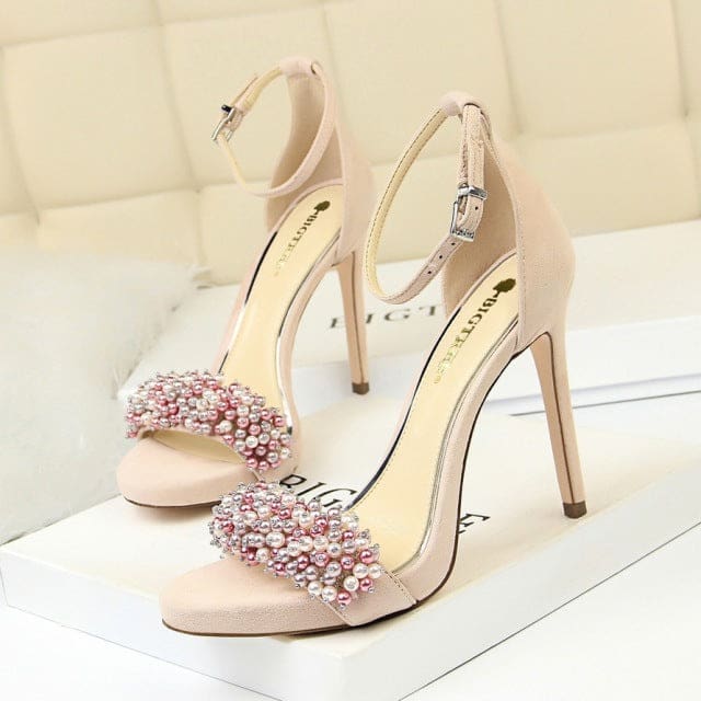 string bead super high elegant ladies sexy heels