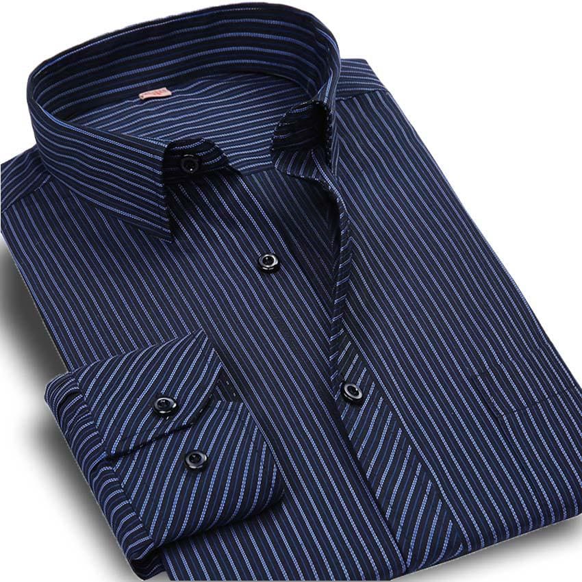 Striped Men Dress Shirt Formal Fashion