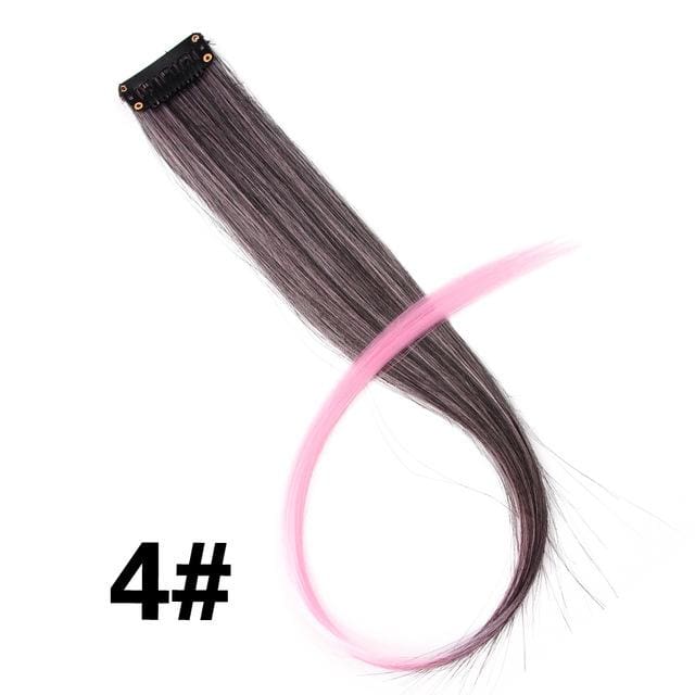 synthetic hair extensions with clips heat resistant straight 1b/27hl / 18inches