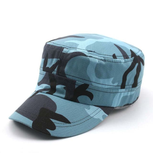 tactical military camouflage flat cap blue