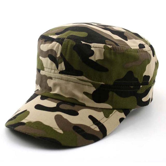 tactical military camouflage flat cap khaki