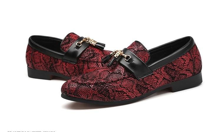 tassel snakeskin pattern dress shoes