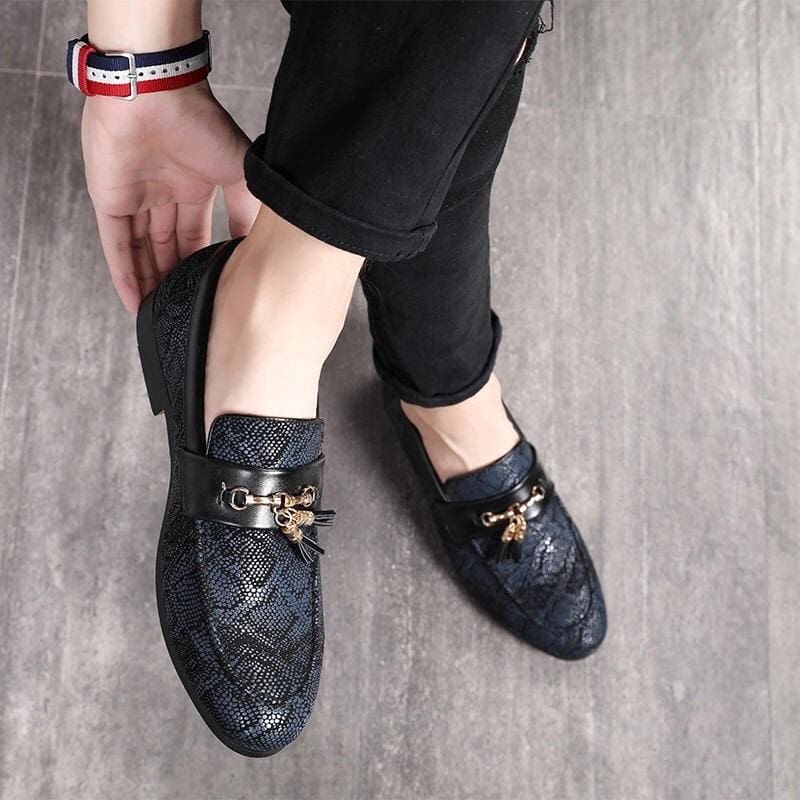 tassel snakeskin pattern dress shoes