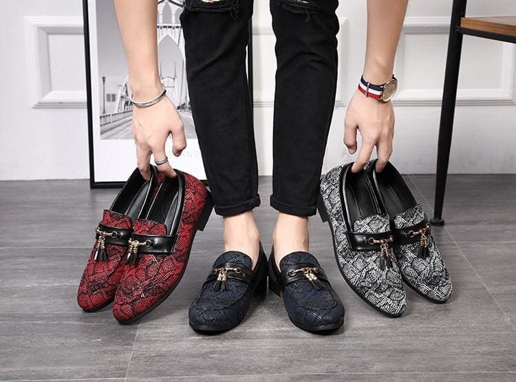 tassel snakeskin pattern dress shoes