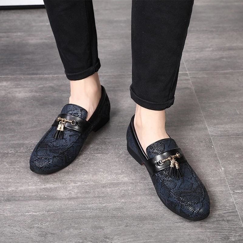 tassel snakeskin pattern dress shoes